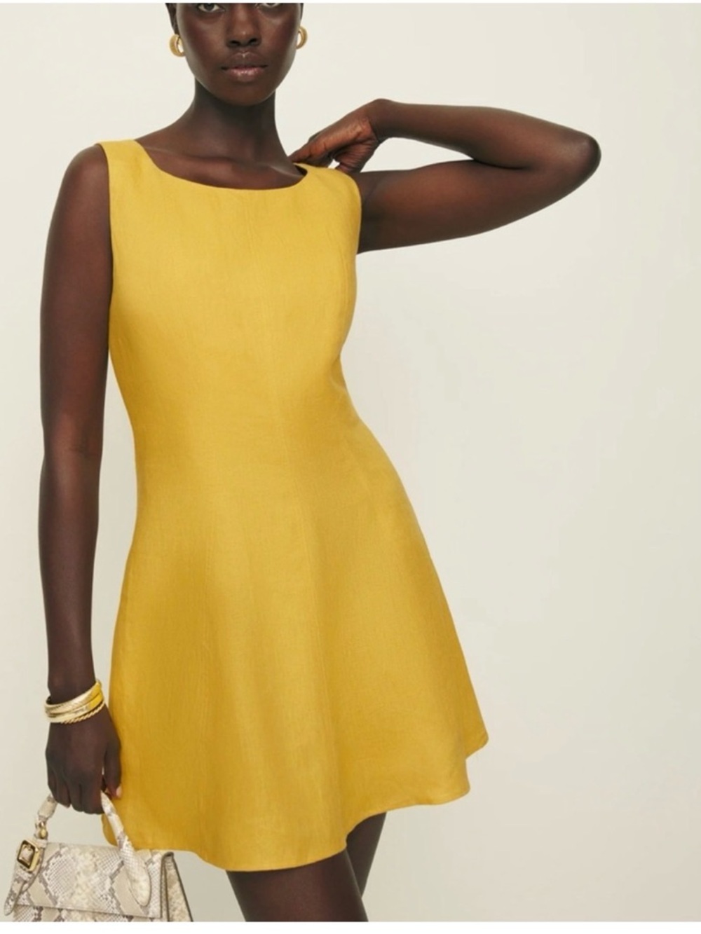 Reformation linen Mustard Yellow Sleeveless Mini Dress
